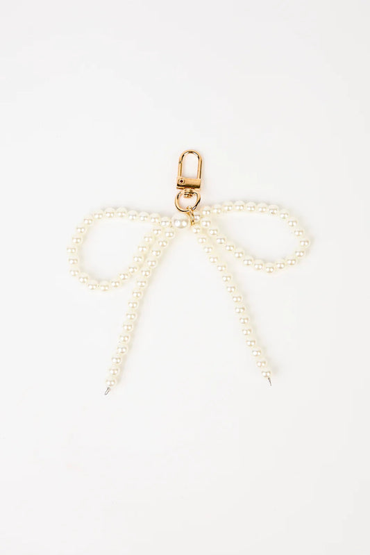 STELLA + GEMMA BAG/KEY CHARM - PEARL BOW - THE VOGUE STORE