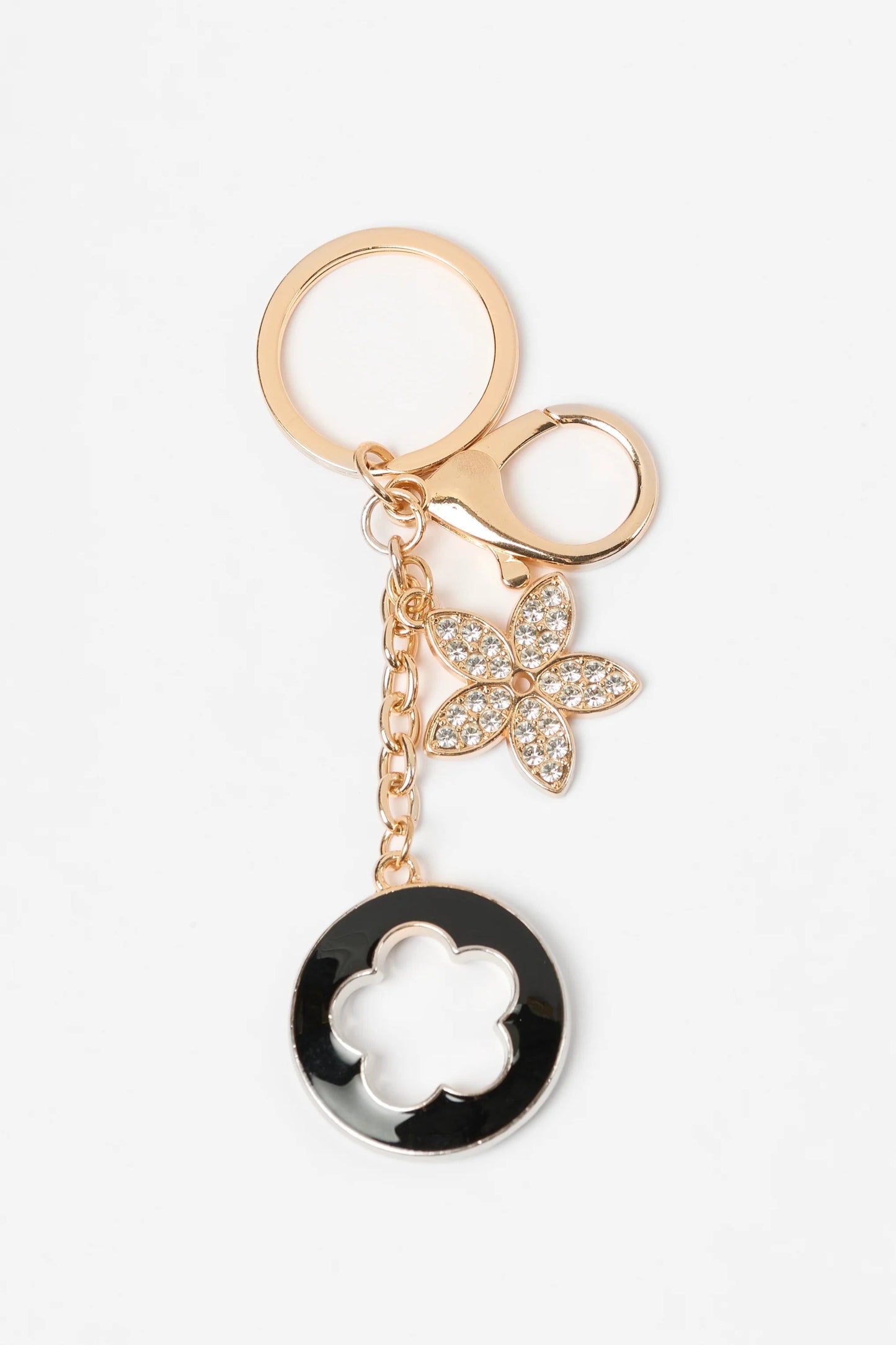 STELLA + GEMMA KEYCHAIN FLOWER DISC AND CRYSTAL FLOWER - THE VOGUE STORE