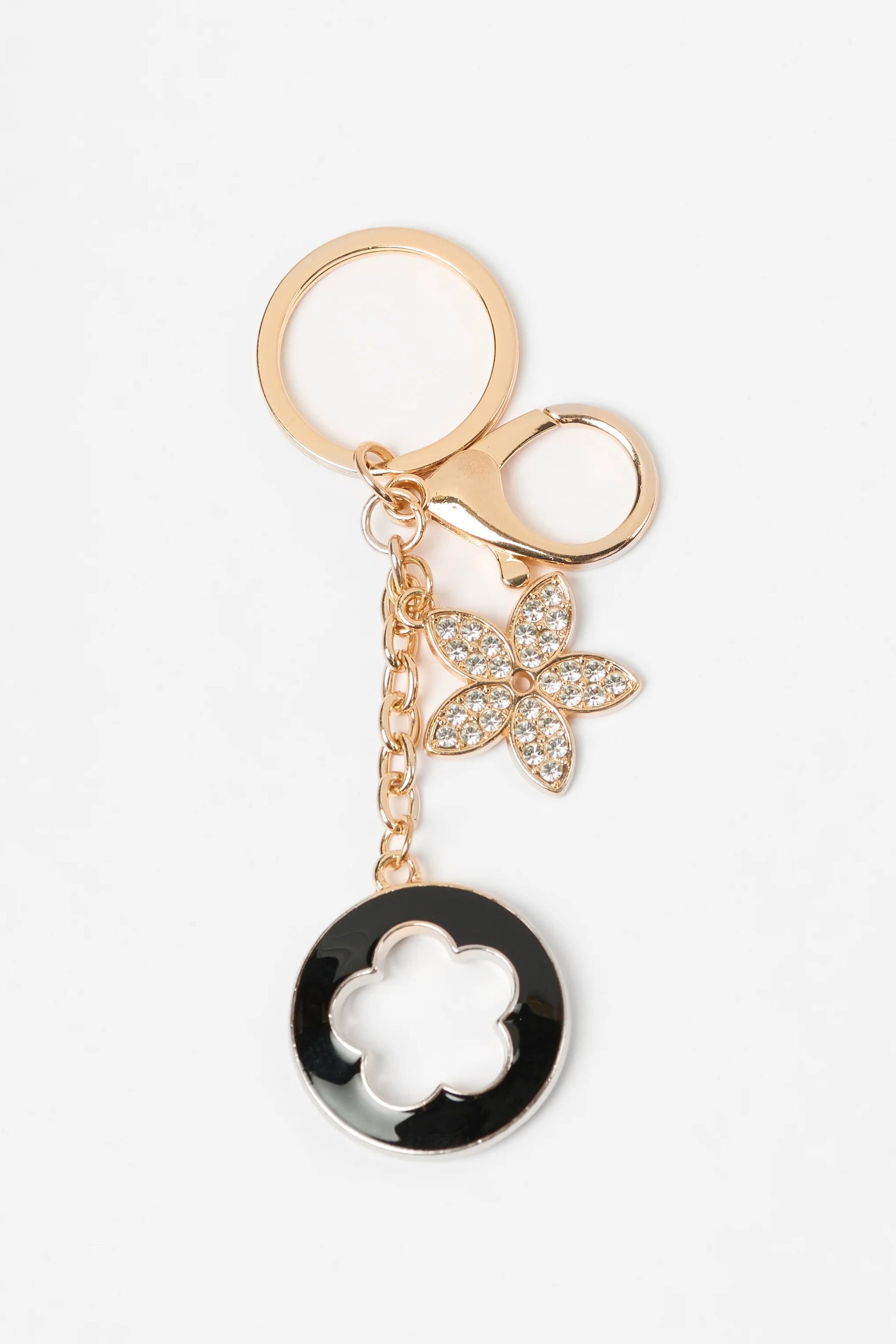 STELLA + GEMMA KEYCHAIN FLOWER DISC AND CRYSTAL FLOWER - THE VOGUE STORE