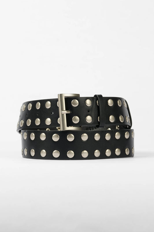 STELLA + GEMMA BELT - BLACK WITH SILVER STUDS - THE VOGUE STORE