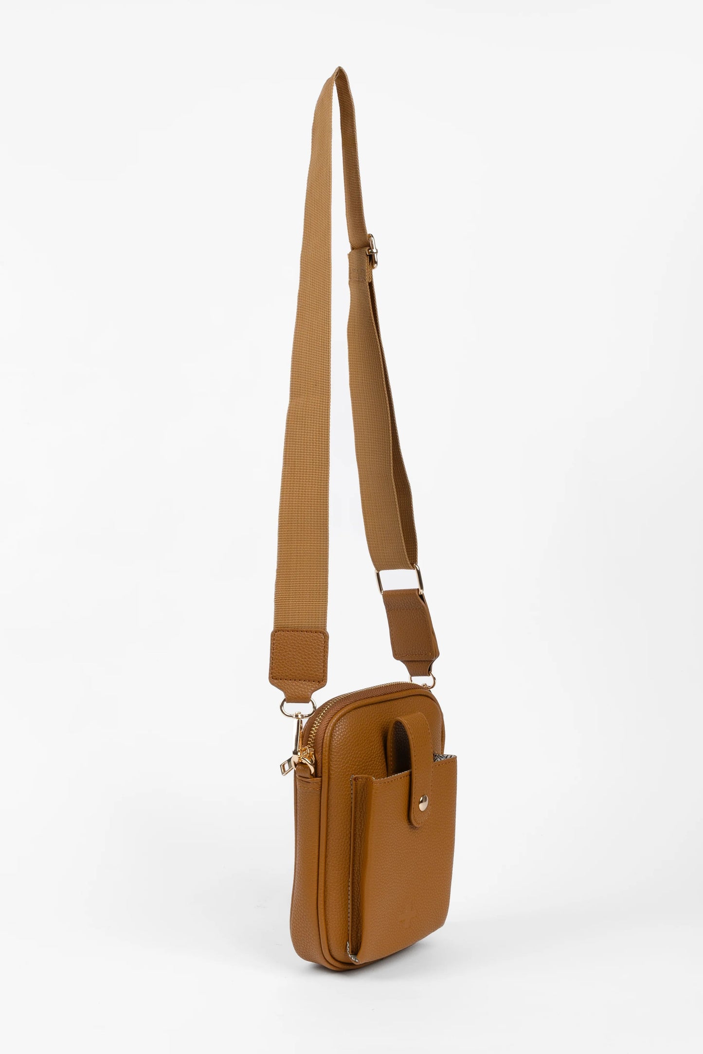 STELLA + GEMMA MALTA CROSS BODY MOBILE BAG - CARAMEL - THE VOGUE STORE