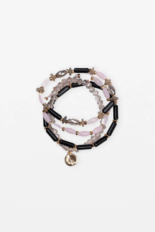 STELLA + GEMMA BRACELET SET OF 4 MULTI BEADS - PINK PASTEL - THE VOGUE STORE