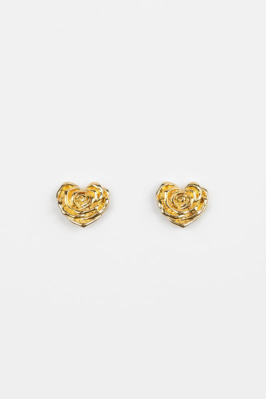 STELLA + GEMMA EARRINGS HEART SHAPED FLOWER - GOLD - THE VOGUE STORE