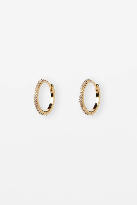 STELLA + GEMMA EARRING - GOLD HOOP WITH CLEAR CRYSTALS - THE VOGUE STORE