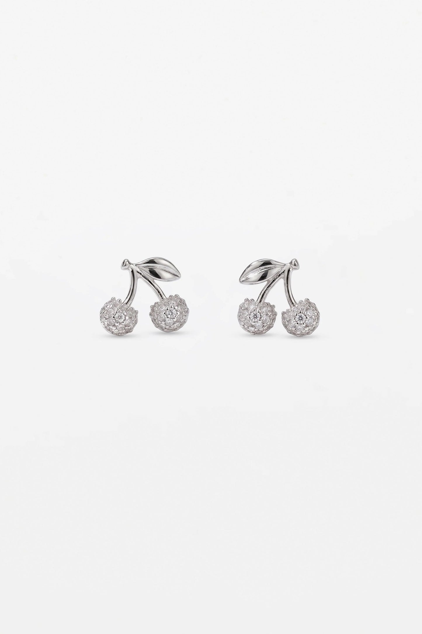 STELLA & GEMMA EARRINGS - SILVER CRYSTAL CHERRIES - THE VOGUE STORE