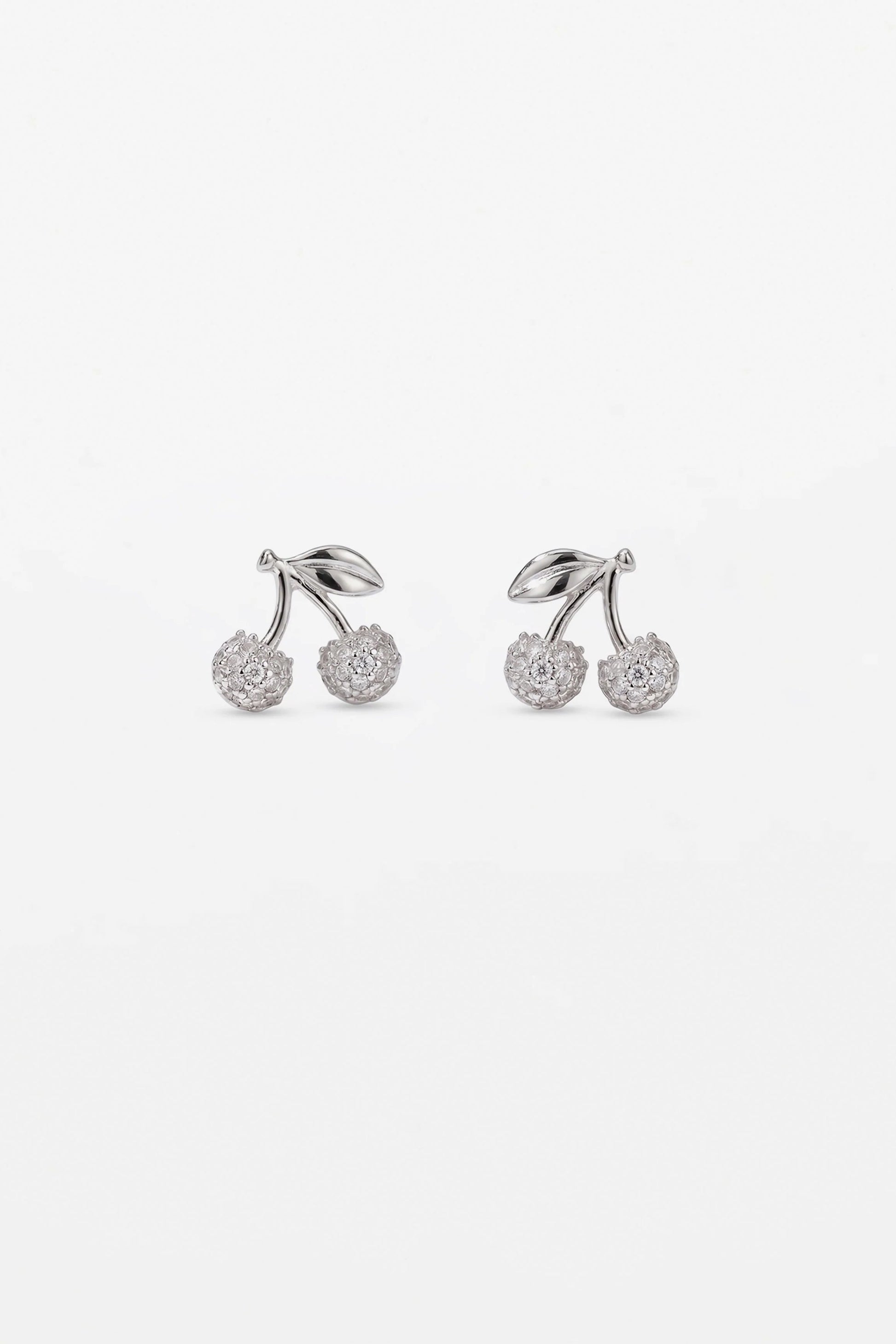 STELLA & GEMMA EARRINGS - SILVER CRYSTAL CHERRIES - THE VOGUE STORE