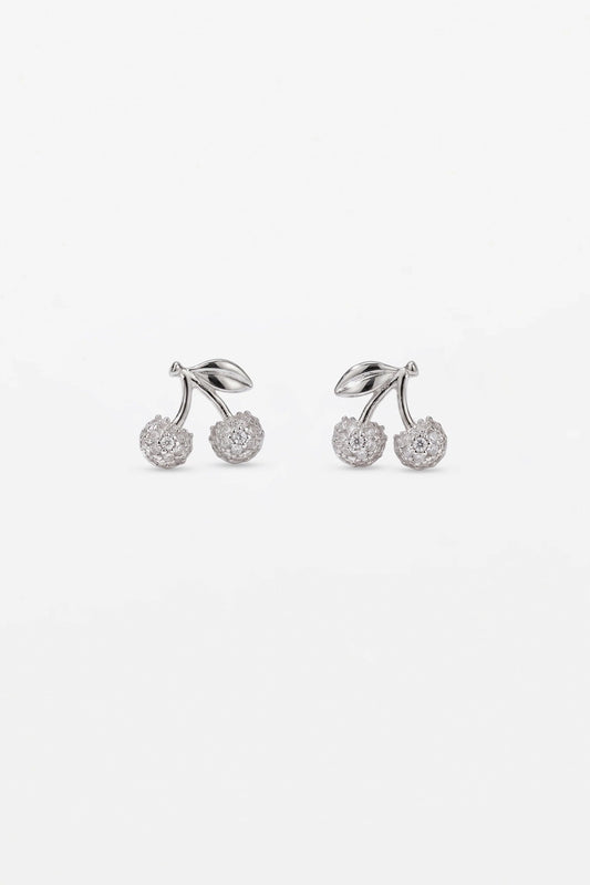 STELLA & GEMMA EARRINGS - SILVER CRYSTAL CHERRIES - THE VOGUE STORE