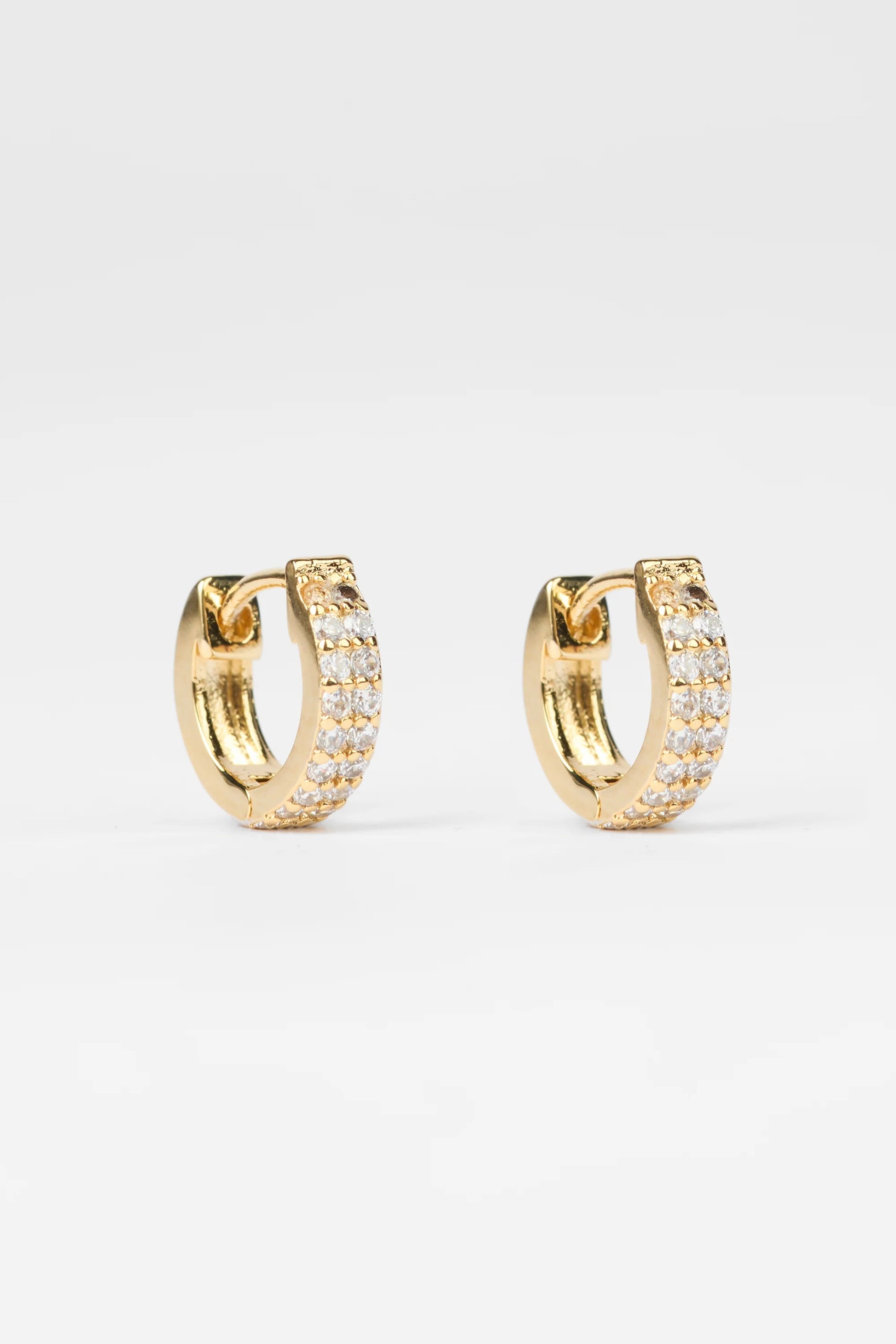 STELLA + GEMMA EARRINGS - GOLD CRYSTAL HUGGIE - THE VOGUE STORE