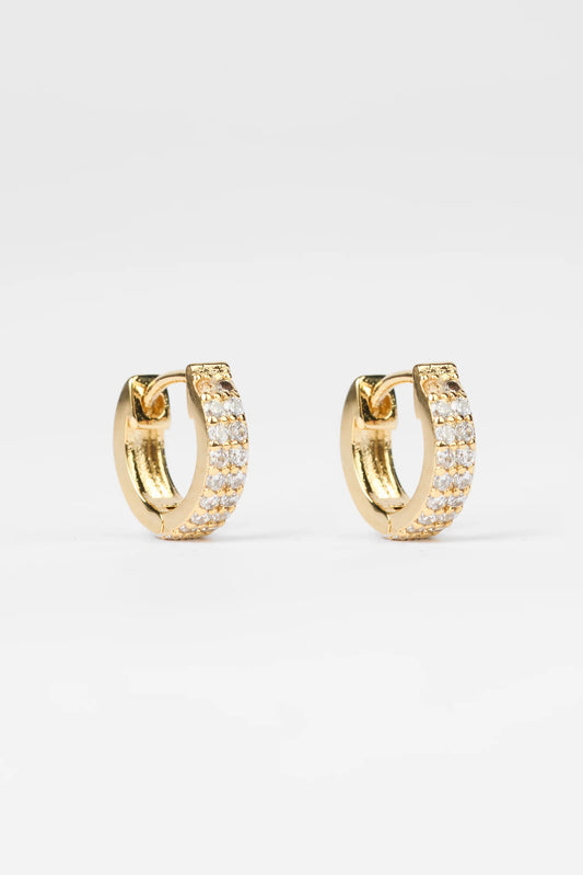 STELLA + GEMMA EARRINGS - GOLD CRYSTAL HUGGIE - THE VOGUE STORE