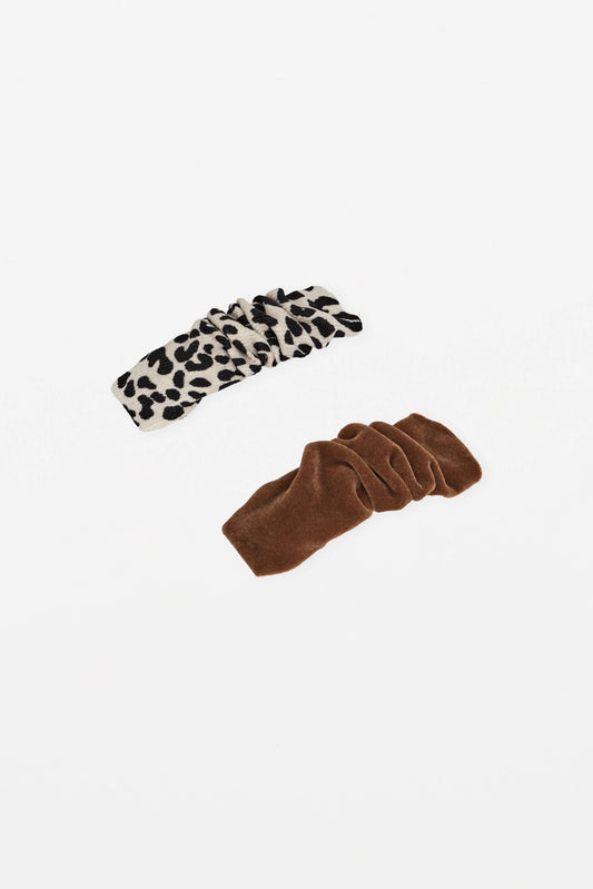 STELLA + GEMMA CLIP SET 2 CREAM LEOPARD/CHOCOLATE