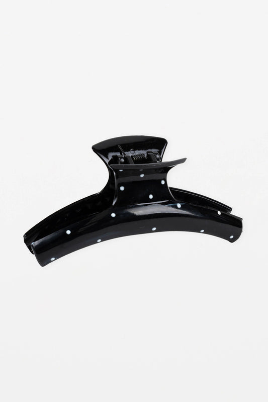STELLA + GEMMA HAIR CLAW - OVAL BLACK DOTTY - THE VOGUE STORE