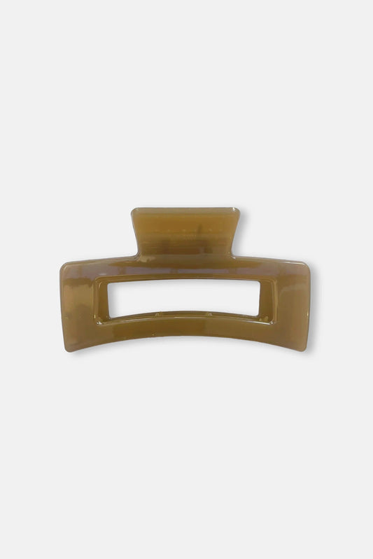STELLA + GEMMA RECTANGLE HAIR CLAW - TRANSPARENT CARAMEL - THE VOGUE STORE