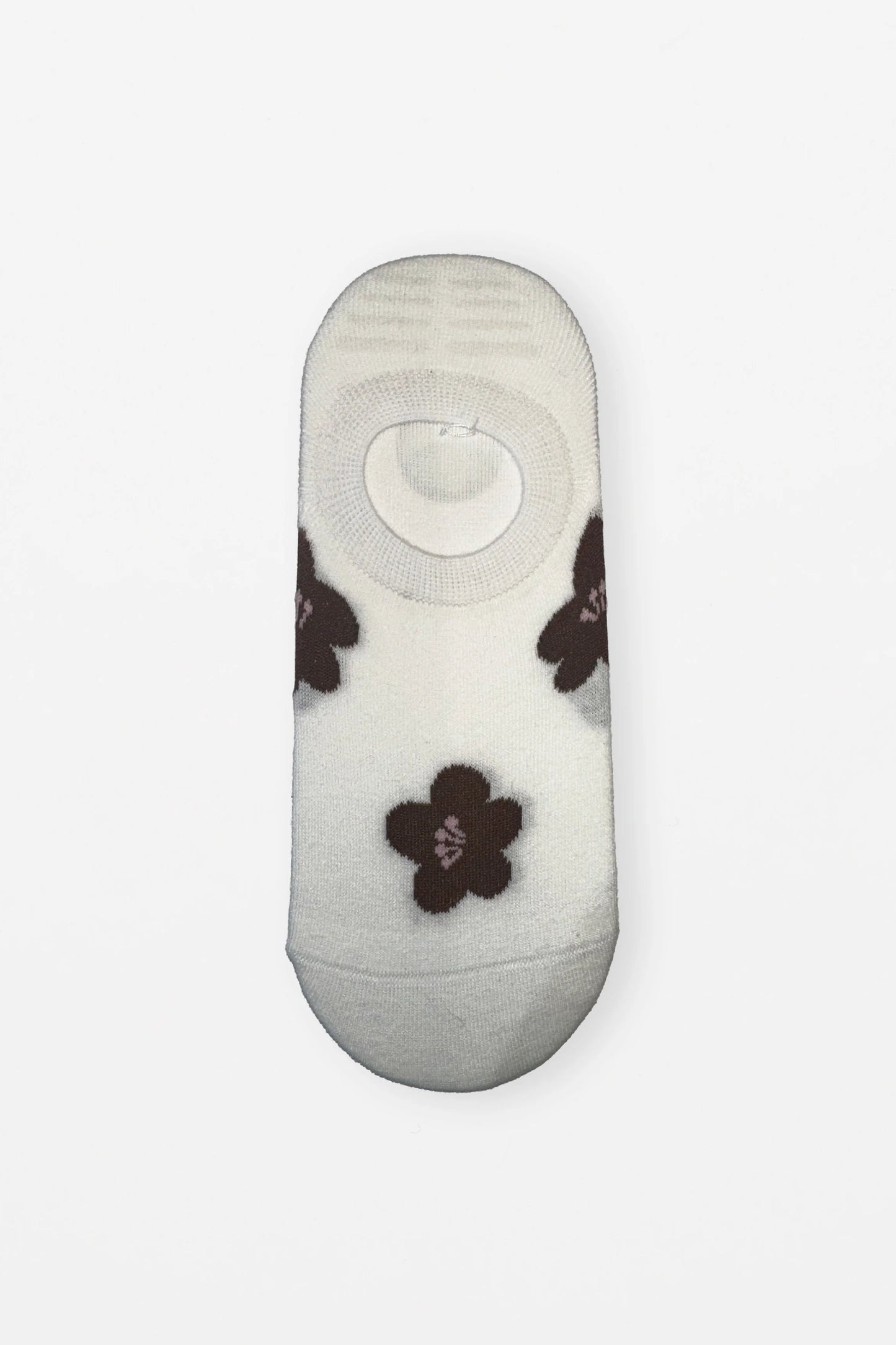STELLA + GEMMA SOCKS NO SHOW WHITE WITH CHOCOLATE FLOWERS - THE VOGUE STORE