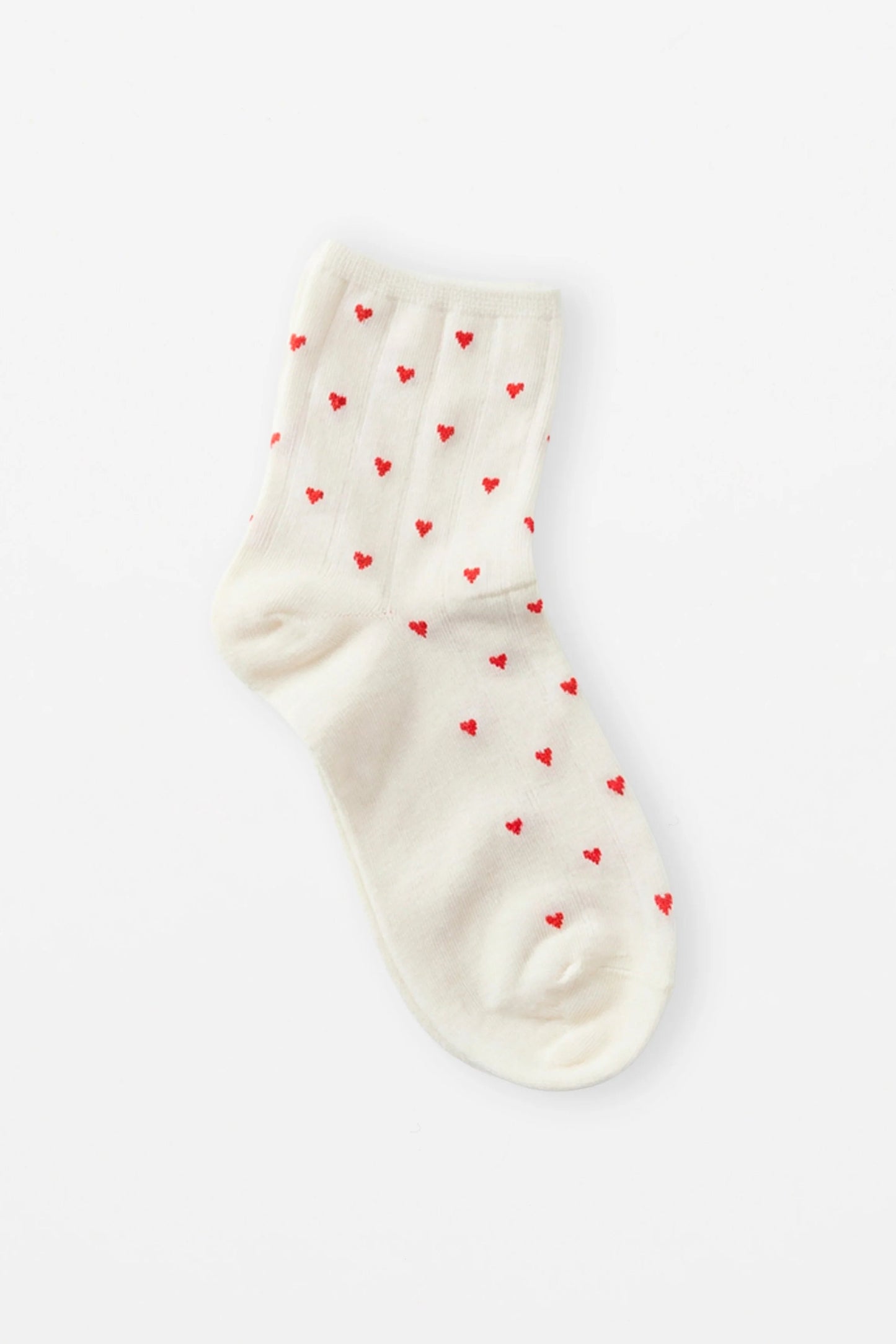 STELLA + GEMMA SOCKS CREAM WITH RED HEARTS - THE VOGUE STORE