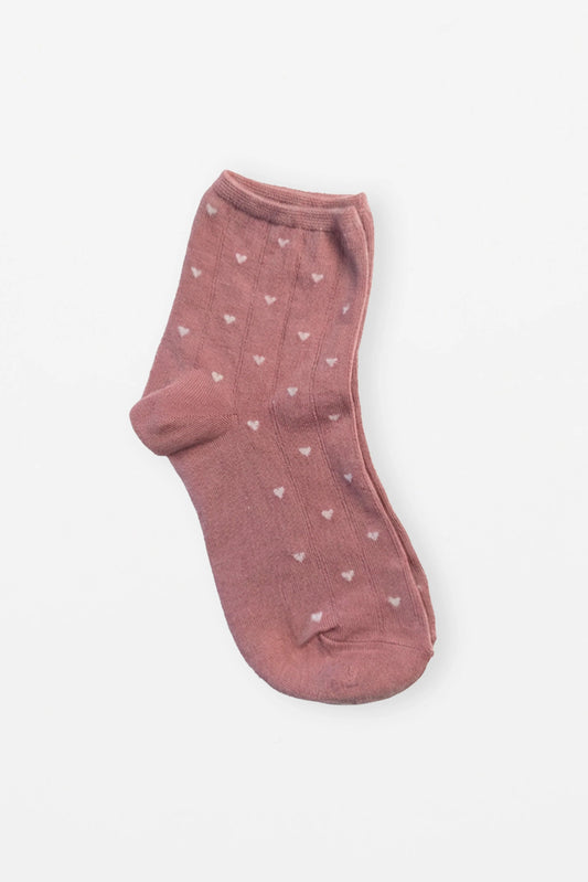 STELLA + GEMMA SOCKS PINK WITH WHITE HEARTS - THE VOGUE STORE