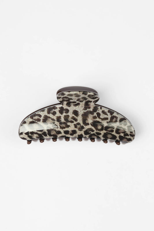 STELLA + GEMMA HAIR CLAW GREY LEOPARD - THE VOGUE STORE