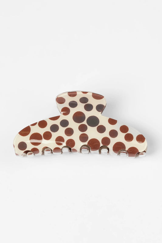 STELLA + GEMMA HAIR CLAW CREAM WITH BIG BROWN DOTS - THE VOGUE STORE