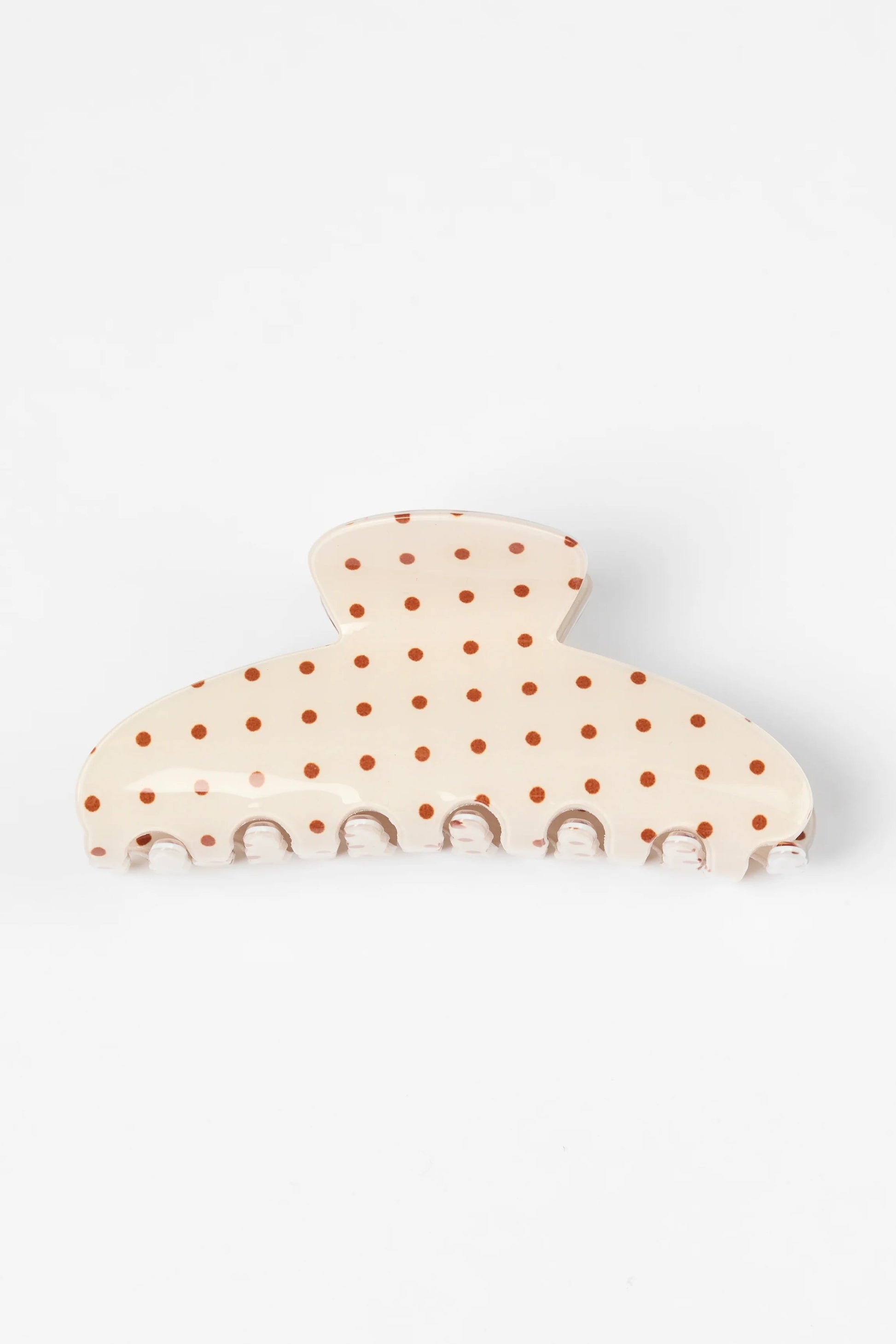 STELLA + GEMMA HAIR CLAW CREAM WITH MINI BROWN DOTS - THE VOGUE STORE