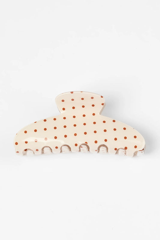 STELLA + GEMMA HAIR CLAW CREAM WITH MINI BROWN DOTS - THE VOGUE STORE