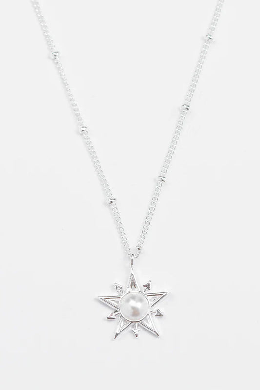 STELLA + GEMMA NECKLACE SILVER STAR/ARROWS W PEARL - THE VOGUE STORE