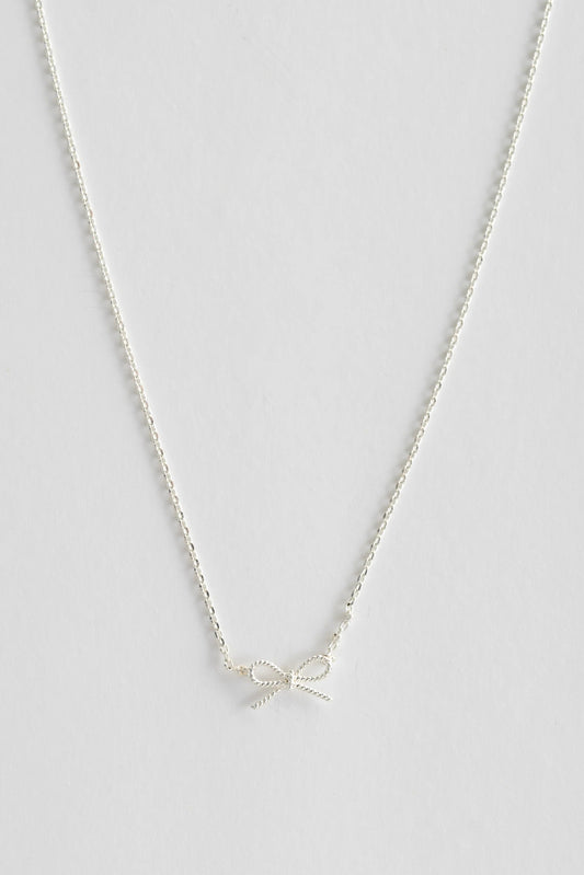 STELLA + GEMMA NECKLACE - SILVER ROPE BOW - THE VOGUE STORE
