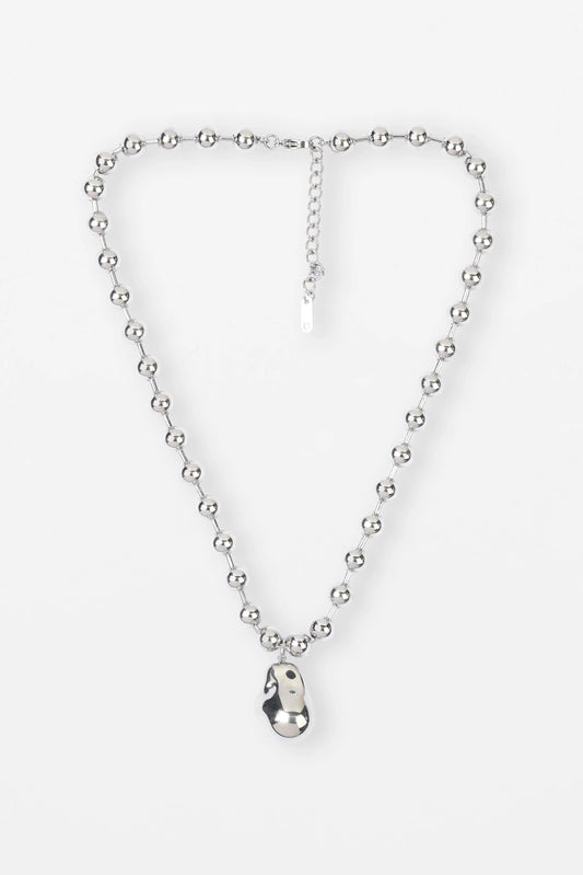 STELLA + GEMMA NECKLACE - SILVER CHUNKY NUGGET PENDENT - THE VOGUE STORE