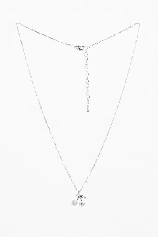STELLA + GEMMA NECKLACE - SILVER CRYSTAL CHERRIES - THE VOGUE STORE