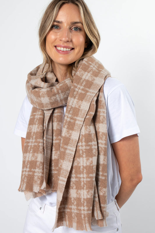 STELLA + GEMMA SCARF CRISS CROSS BLUSH AND CREAM - THE VOGUE STORE 