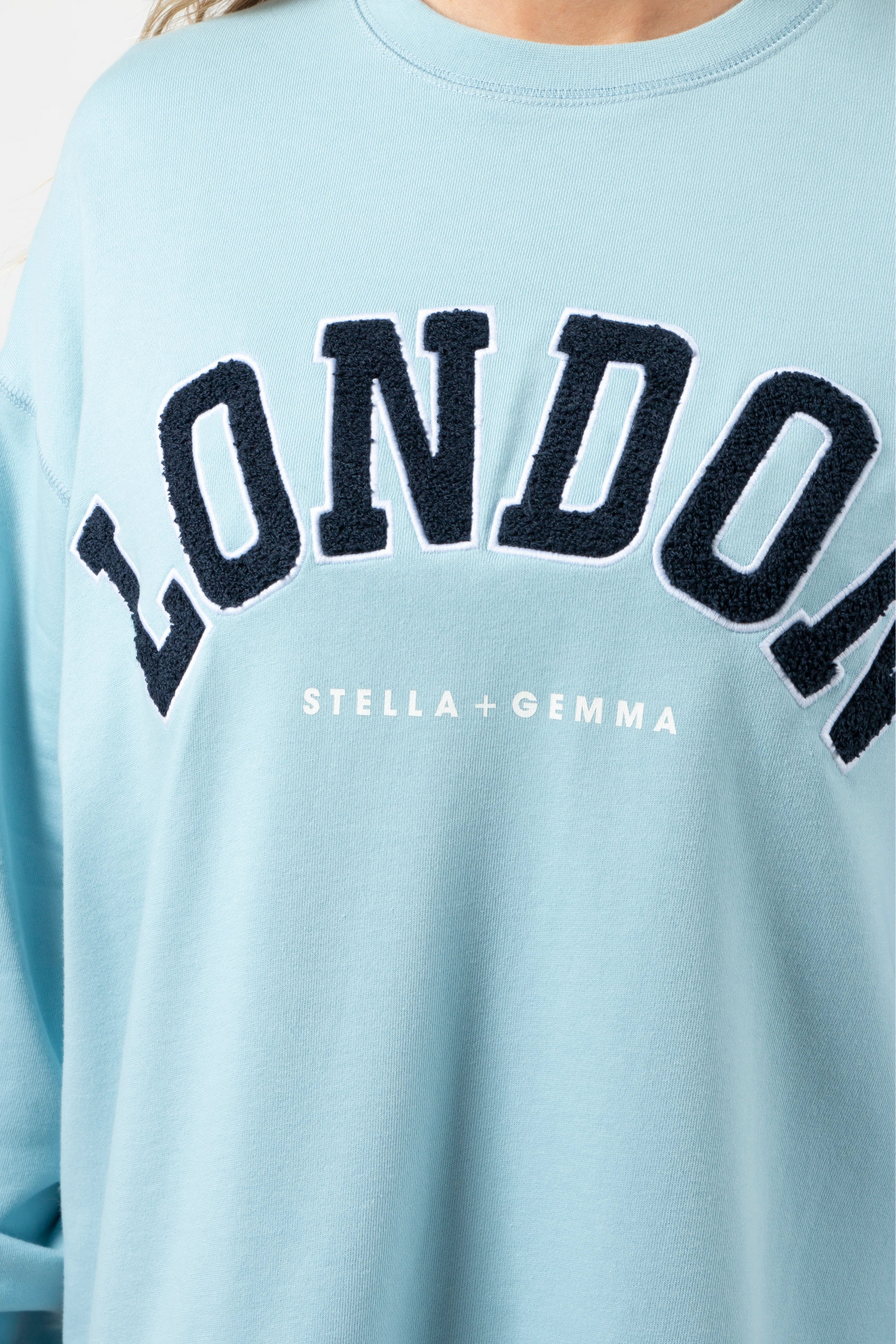STELLA + GEMMA SUNDAY SWEATER - SKY BLUE - LONDON - THE VOGUE STORE