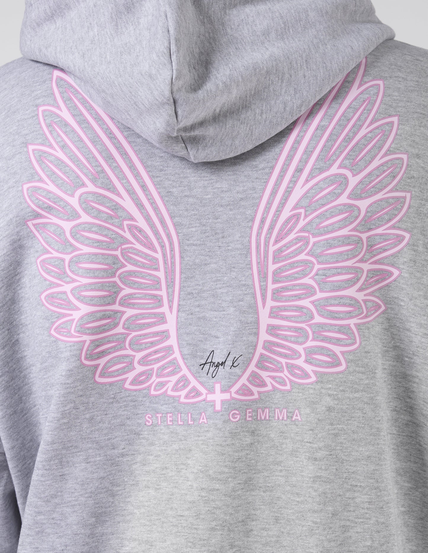 STELLA + GEMMA HOODIE ANGEL WINGS - LIGHT GREY - THE VOGUE STORE