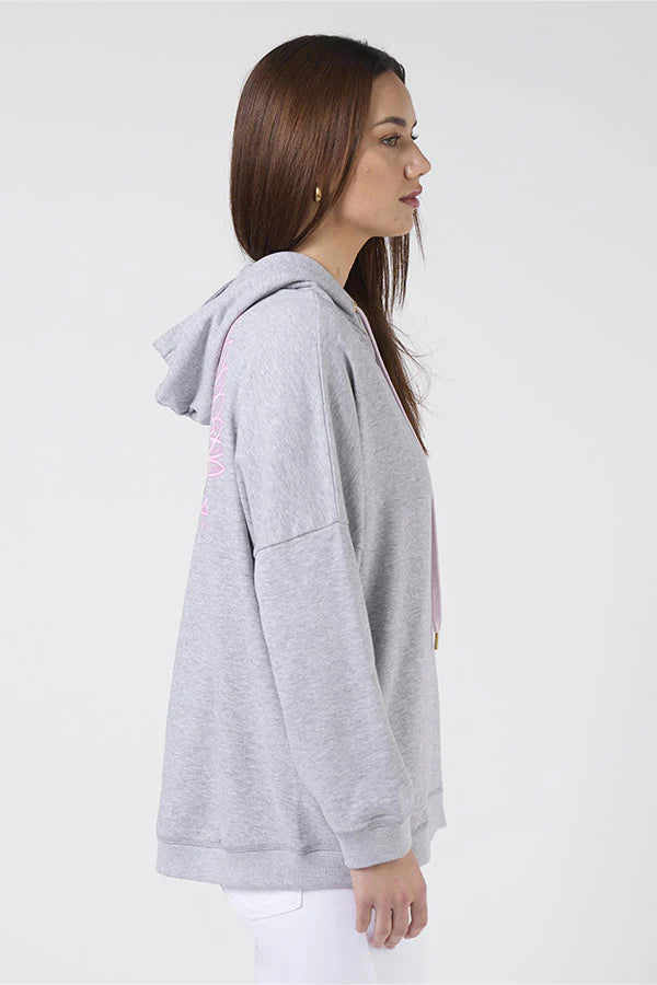 STELLA + GEMMA HOODIE ANGEL WINGS - LIGHT GREY - THE VOGUE STORE