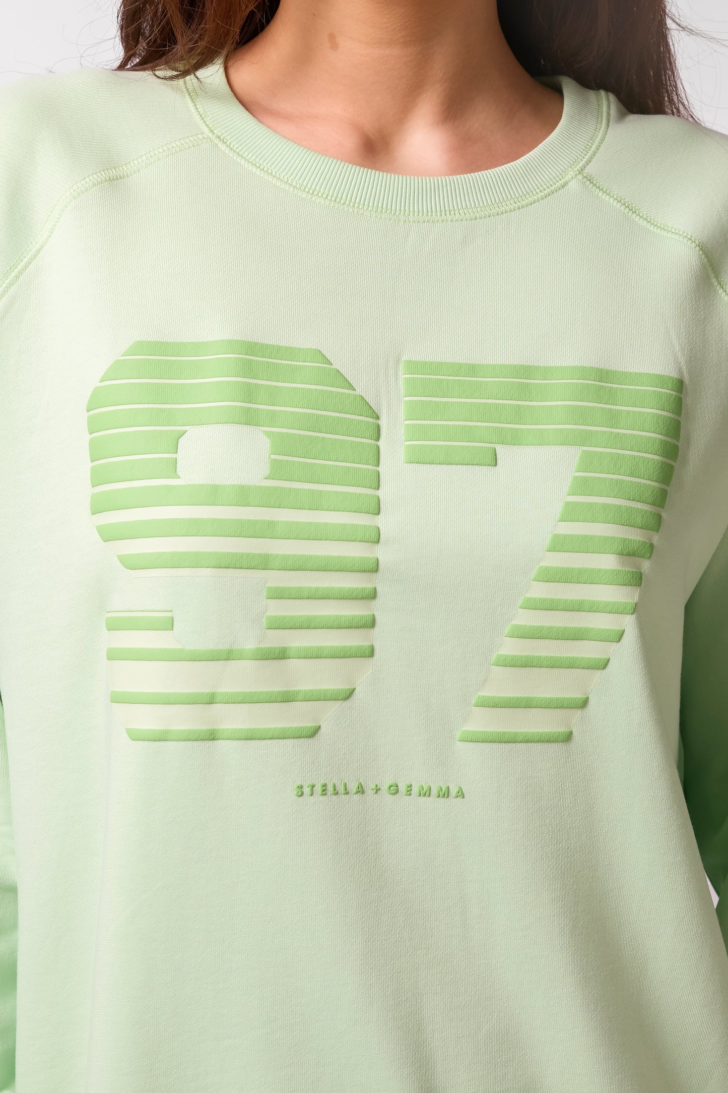 STELLA + GEMMA CLASSIC SWEATER - GREEN - NYC SPORTY STRIPES - THE VOGUE STORE