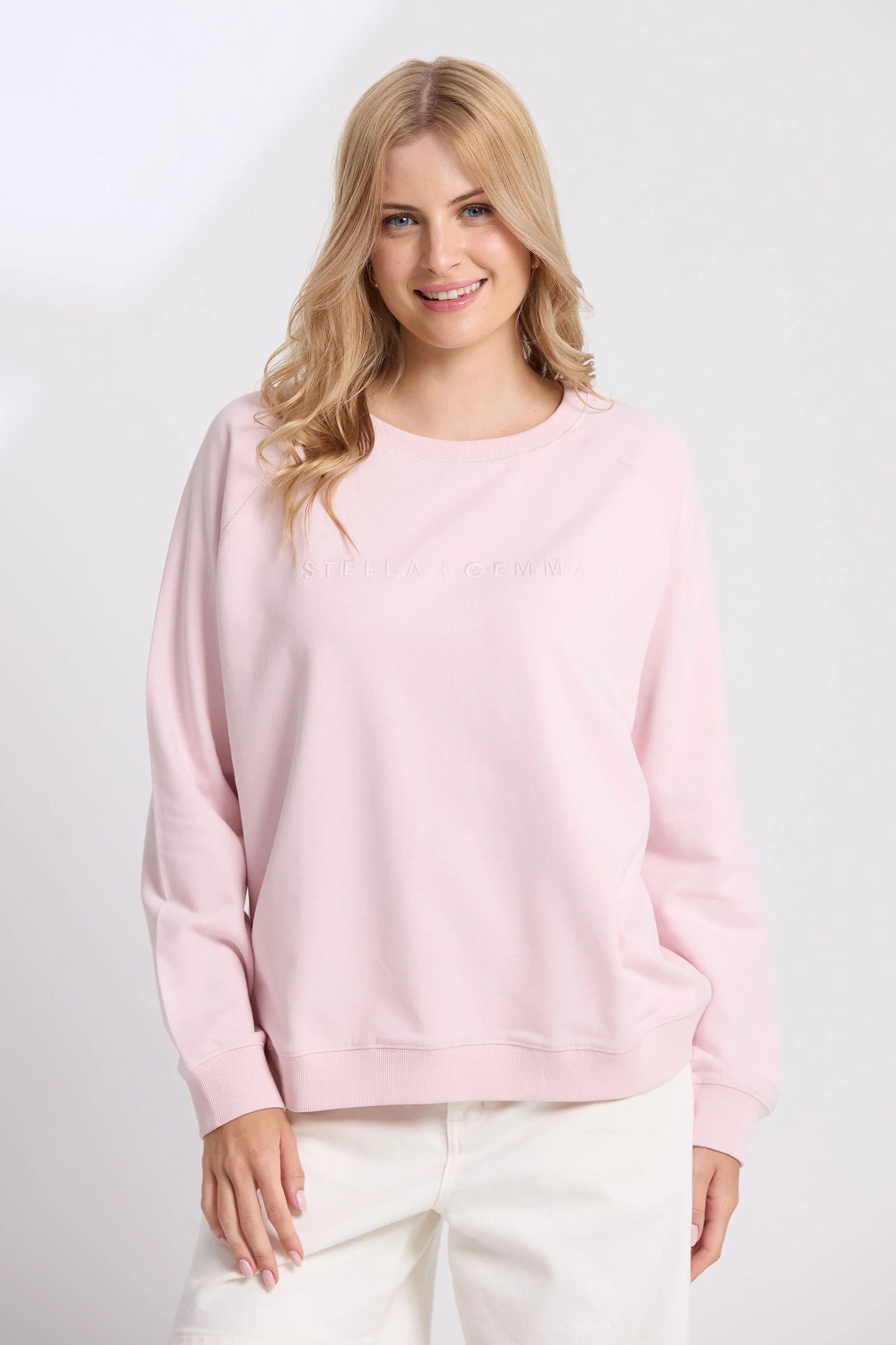 STELLA + GEMMA CLASSIC SWEAT EMBROIDERED LOGO - PINK TULLE - THE VOGUE STORE