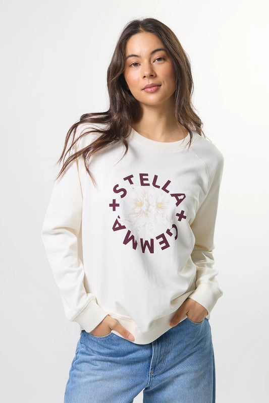 STELLA + GEMMA CLASSIC SWEAT ROTATION - CREAM BURGUNDY - THE VOGUE STORE