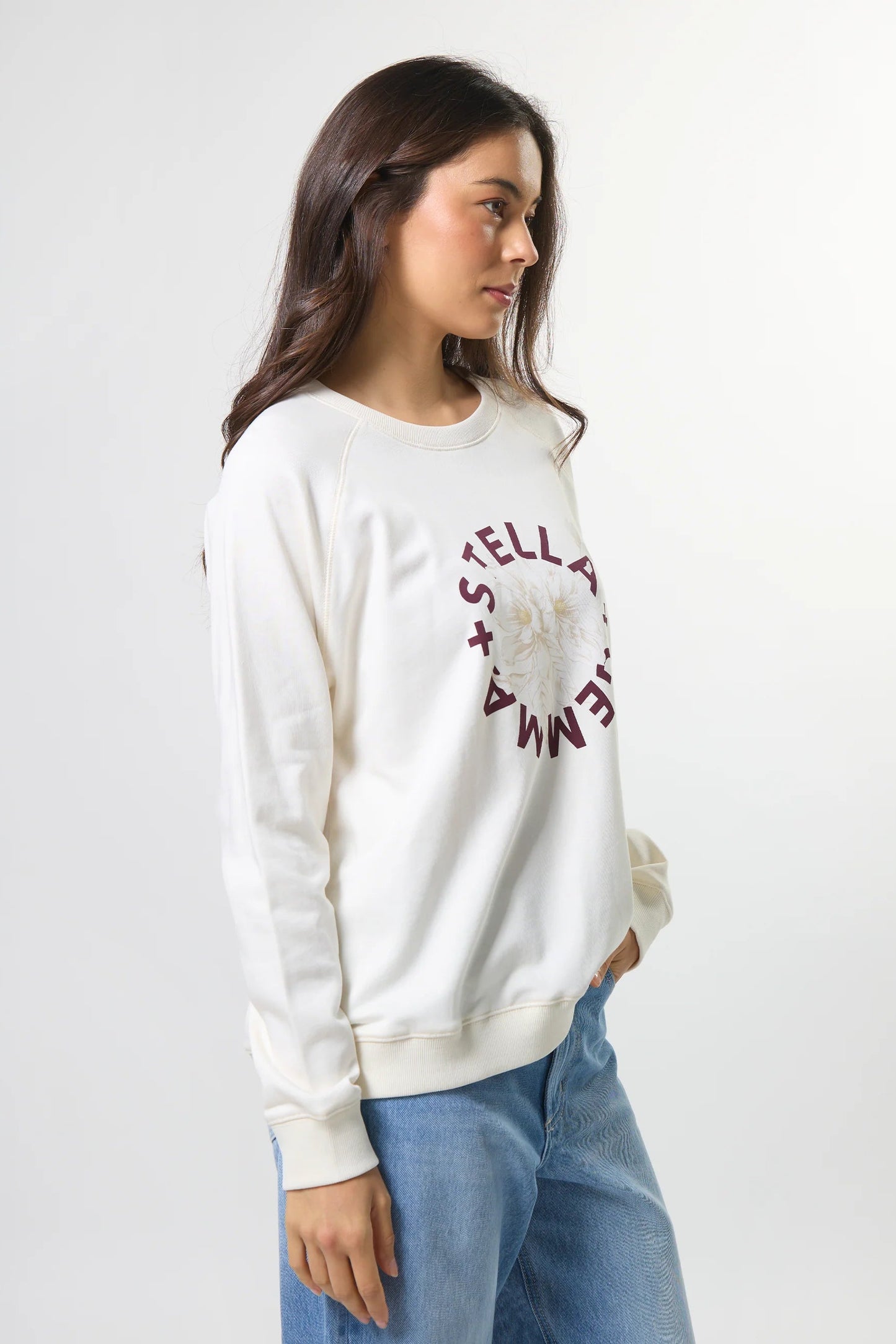 STELLA + GEMMA CLASSIC SWEAT ROTATION - CREAM BURGUNDY - THE VOGUE STORE