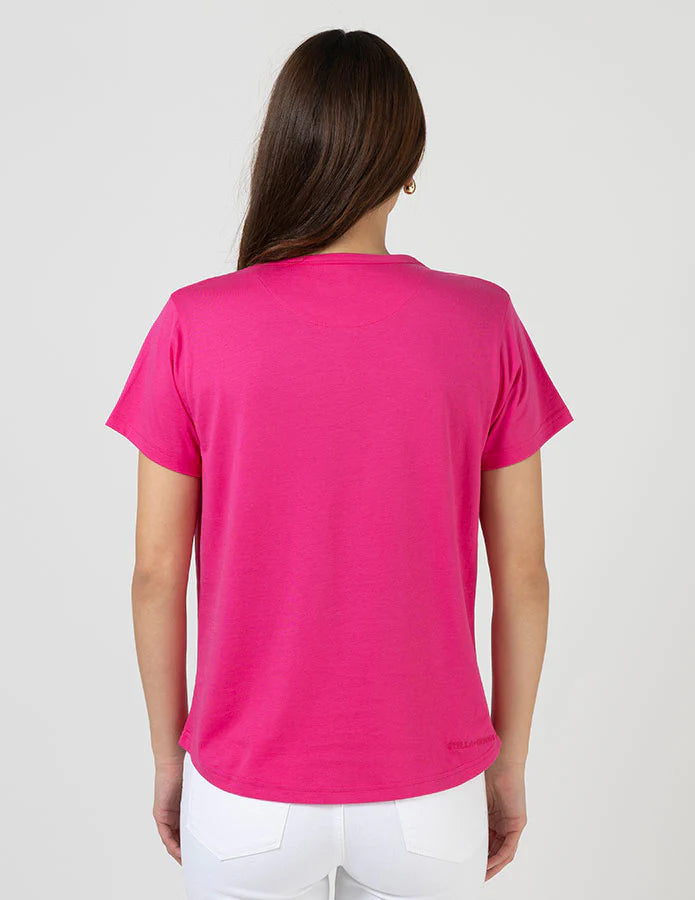 STELLA + GEMMA ACE T-SHIRT - OMBRE VARSITY HOT PINK - THE VOGUE STORE