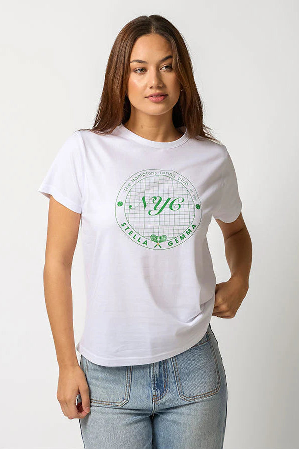 STELLA + GEMMA ACE TEE - TENNIS CLUB WHITE - THE VOGUE STORE