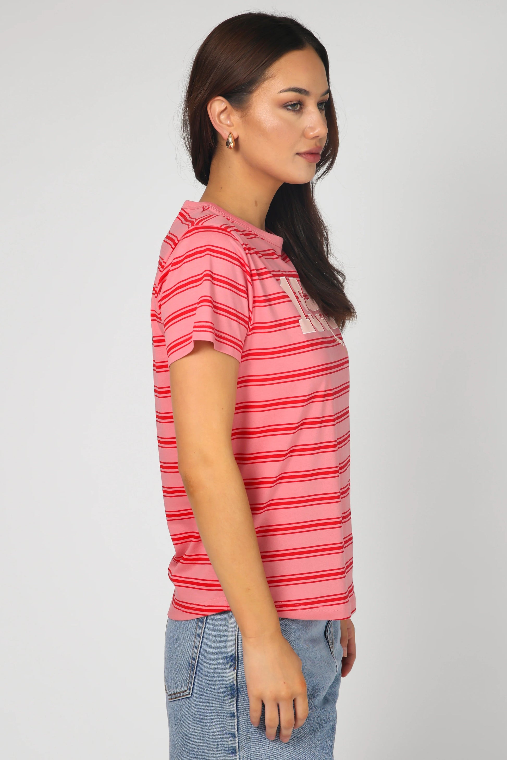 STELLA + GEMMA ACE TEE - STRIPE BASE 1991 PINK - THE VOGUE STORE