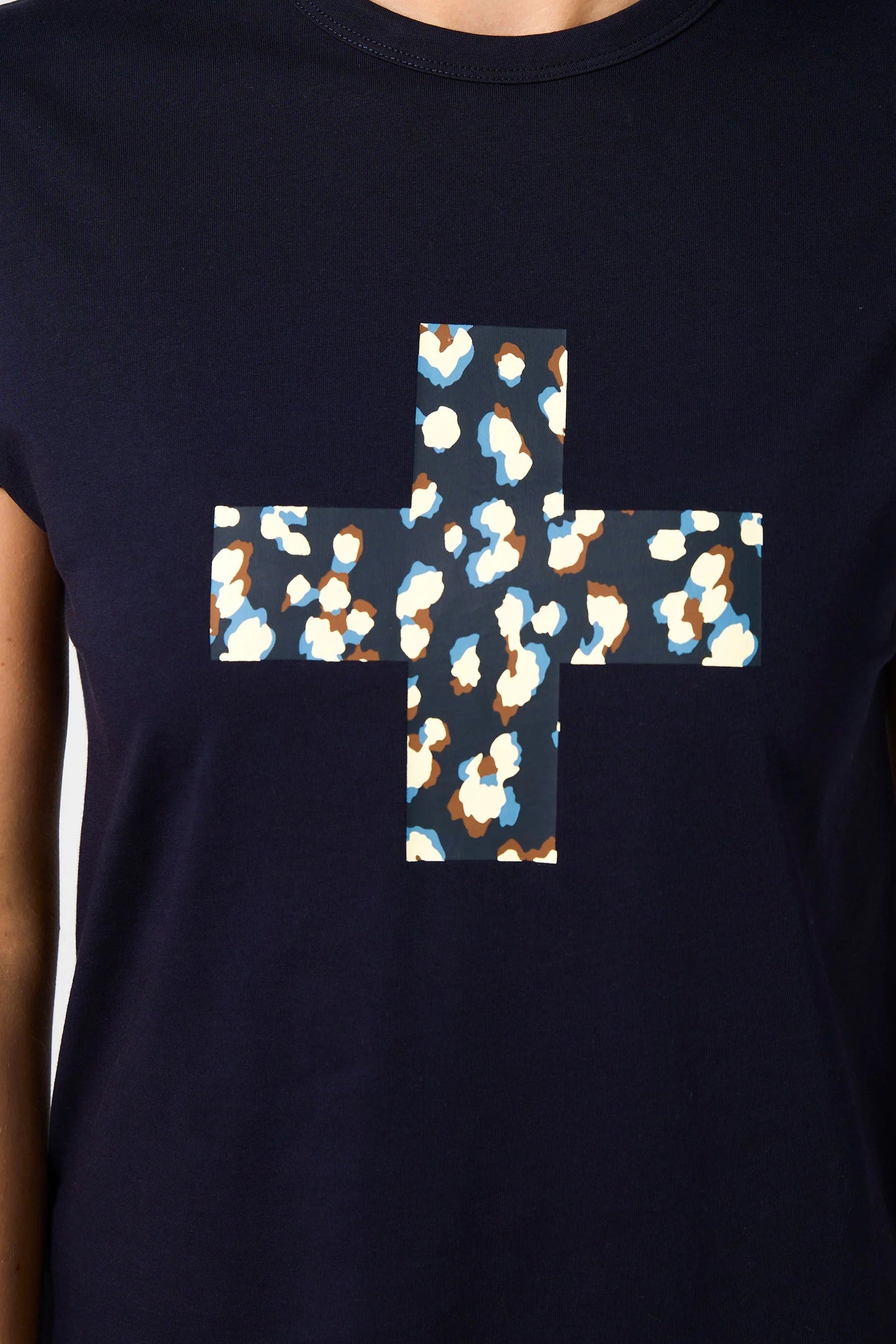 STELLA + GEMMA SOHO CUFF DEEP NAVY TEE - LEOPARD CROSS - THE VOGUE STORE