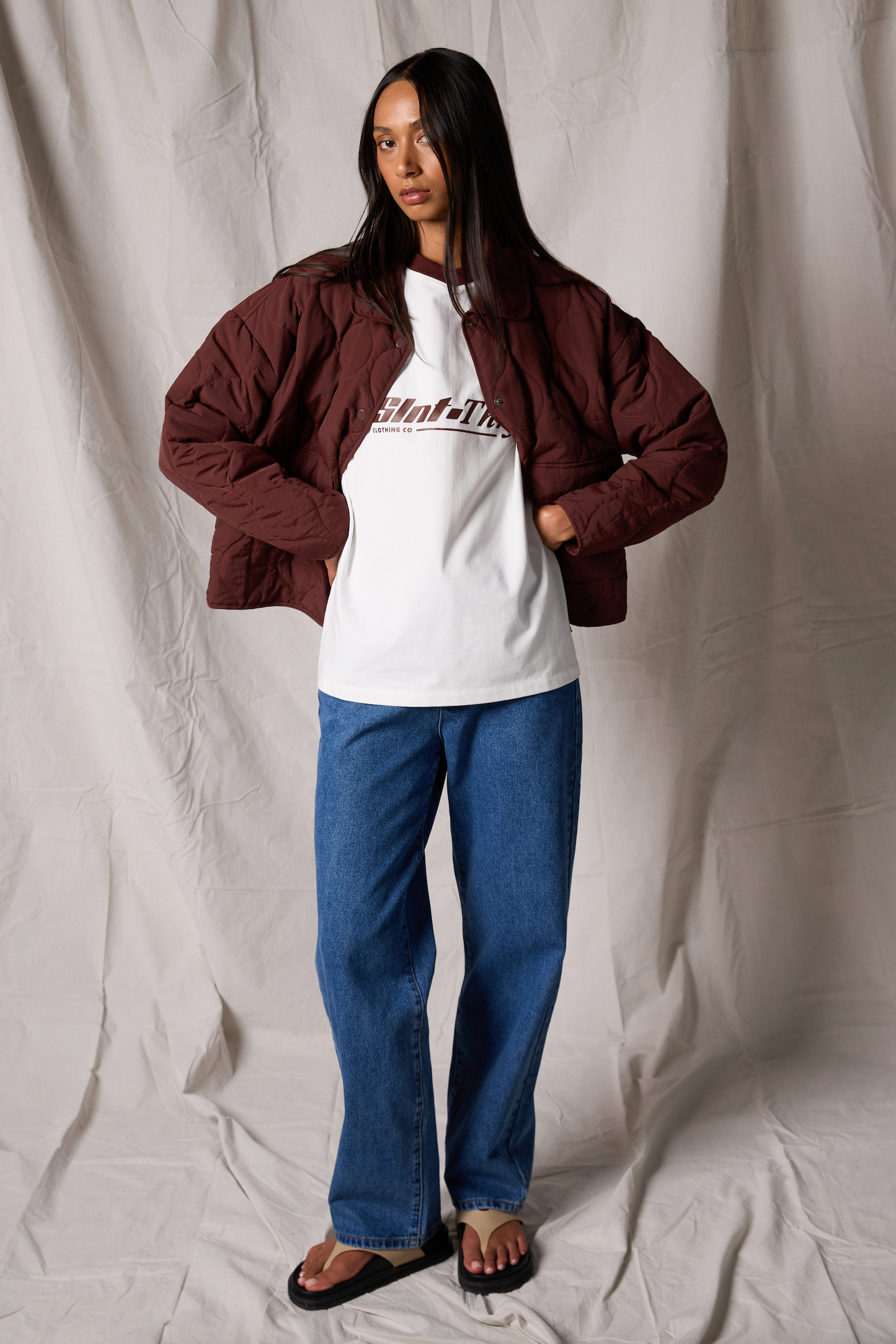 SILENT THEORY ARCHER STITCHED JACKET - CHERRY - THE VOGUE STORE