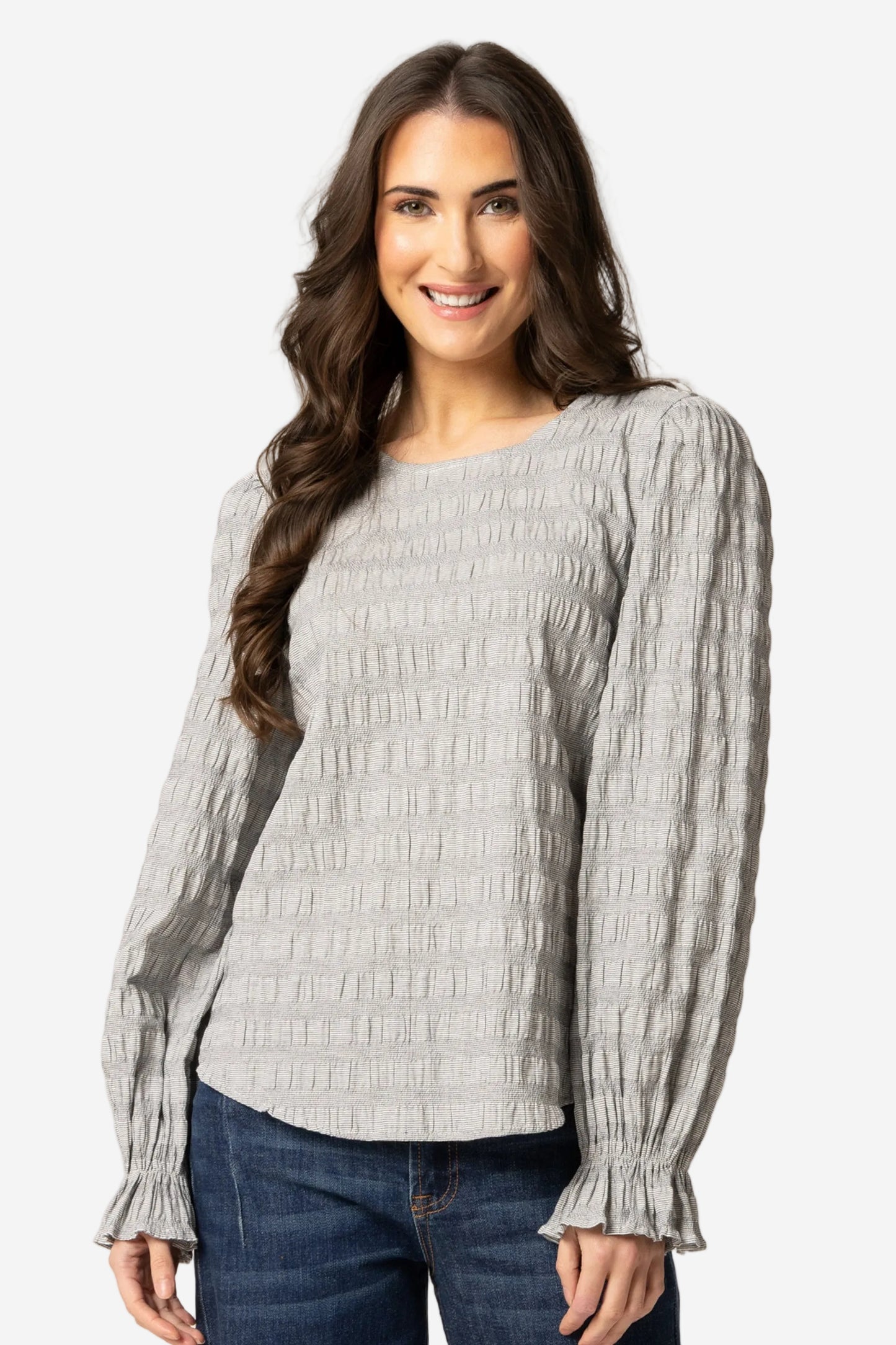 SEEKING LOLA PATTI TOP - CHARCOAL - THE VOGUE STORE