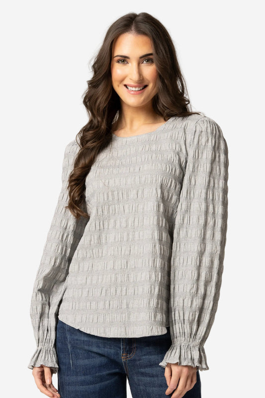 SEEKING LOLA PATTI TOP - CHARCOAL - THE VOGUE STORE