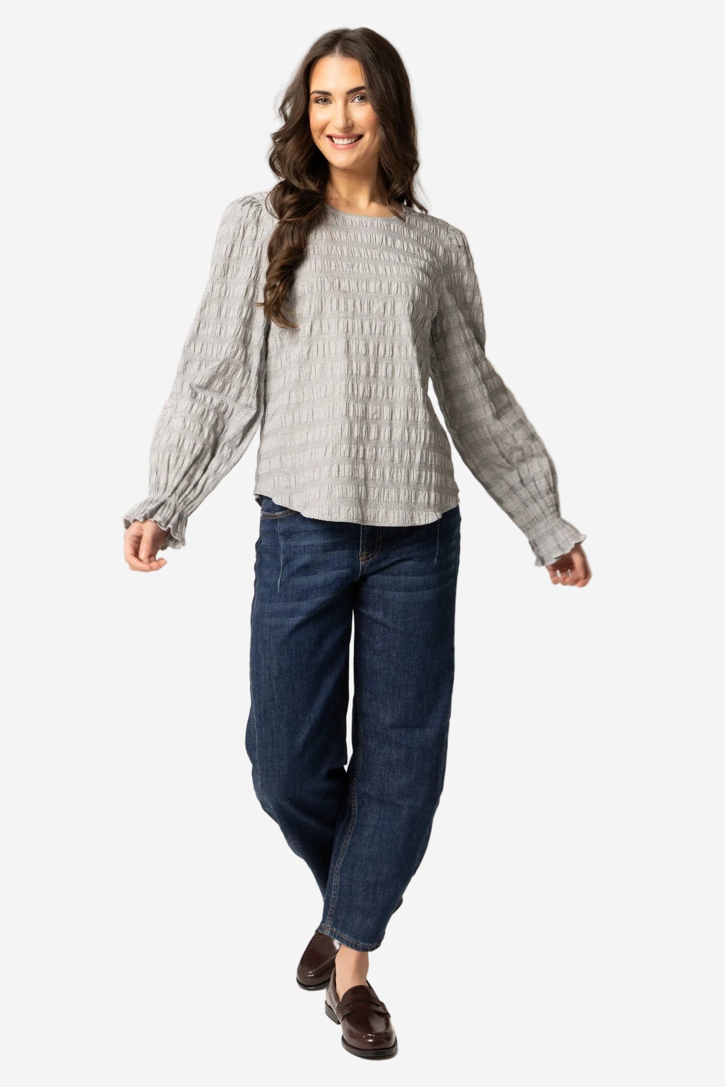 SEEKING LOLA PATTI TOP - CHARCOAL - THE VOGUE STORE