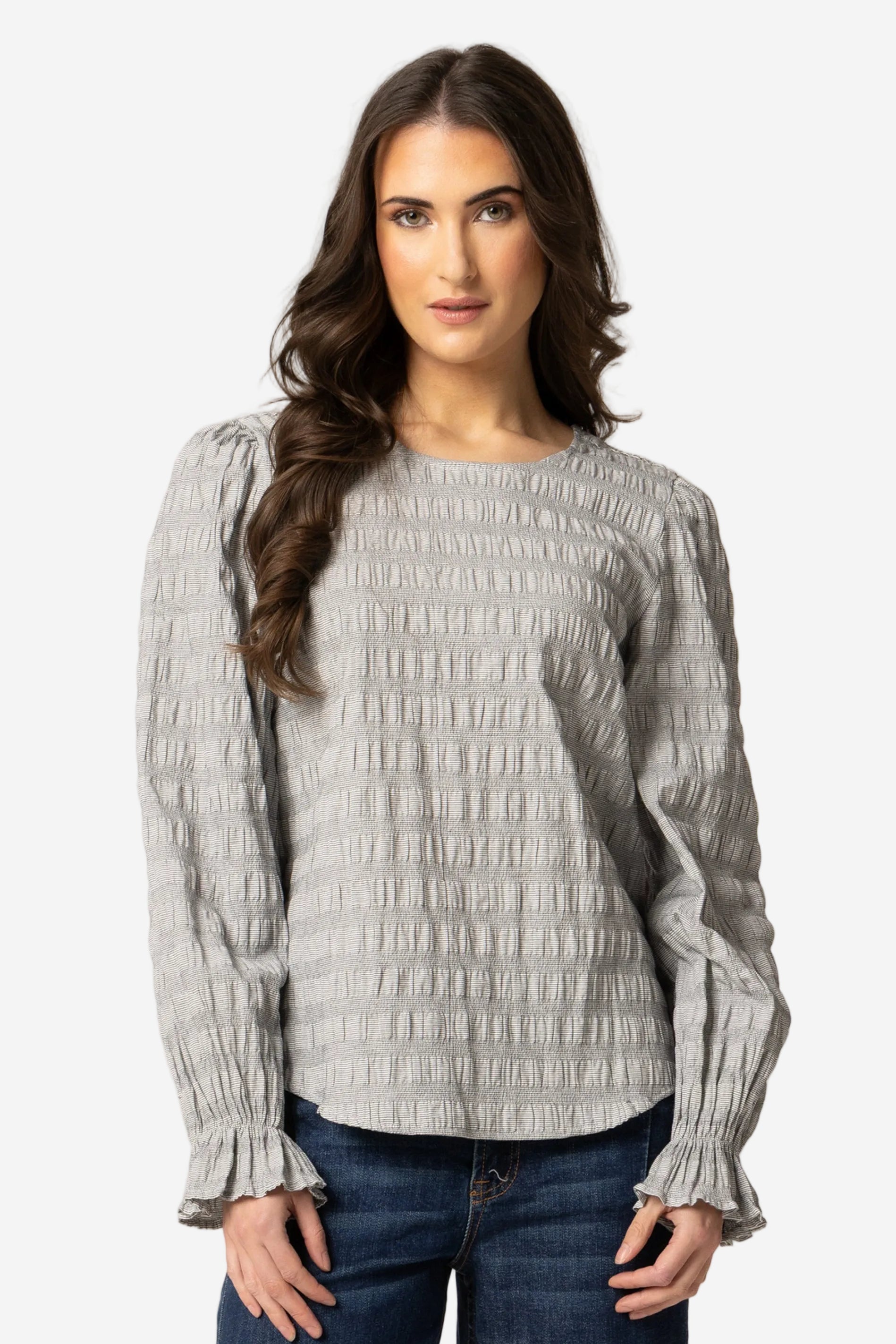 SEEKING LOLA PATTI TOP - CHARCOAL - THE VOGUE STORE
