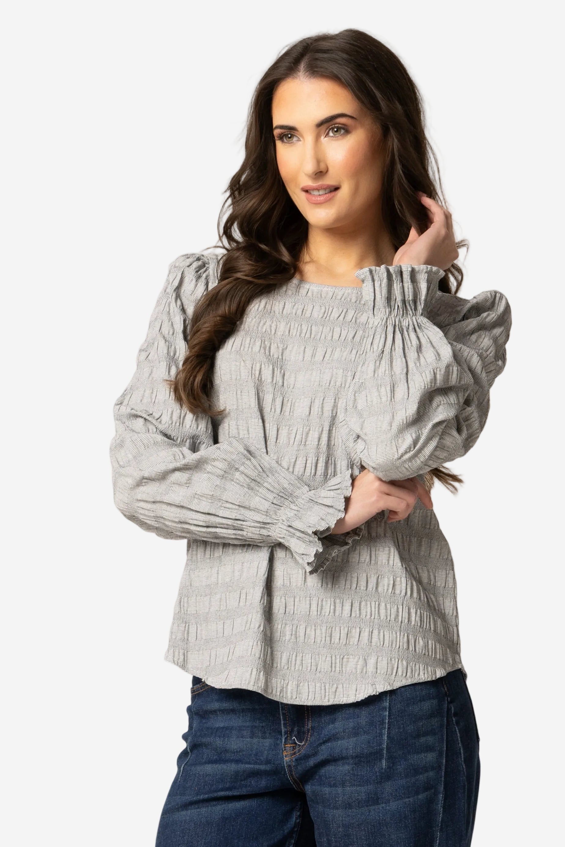 SEEKING LOLA PATTI TOP - CHARCOAL - THE VOGUE STORE