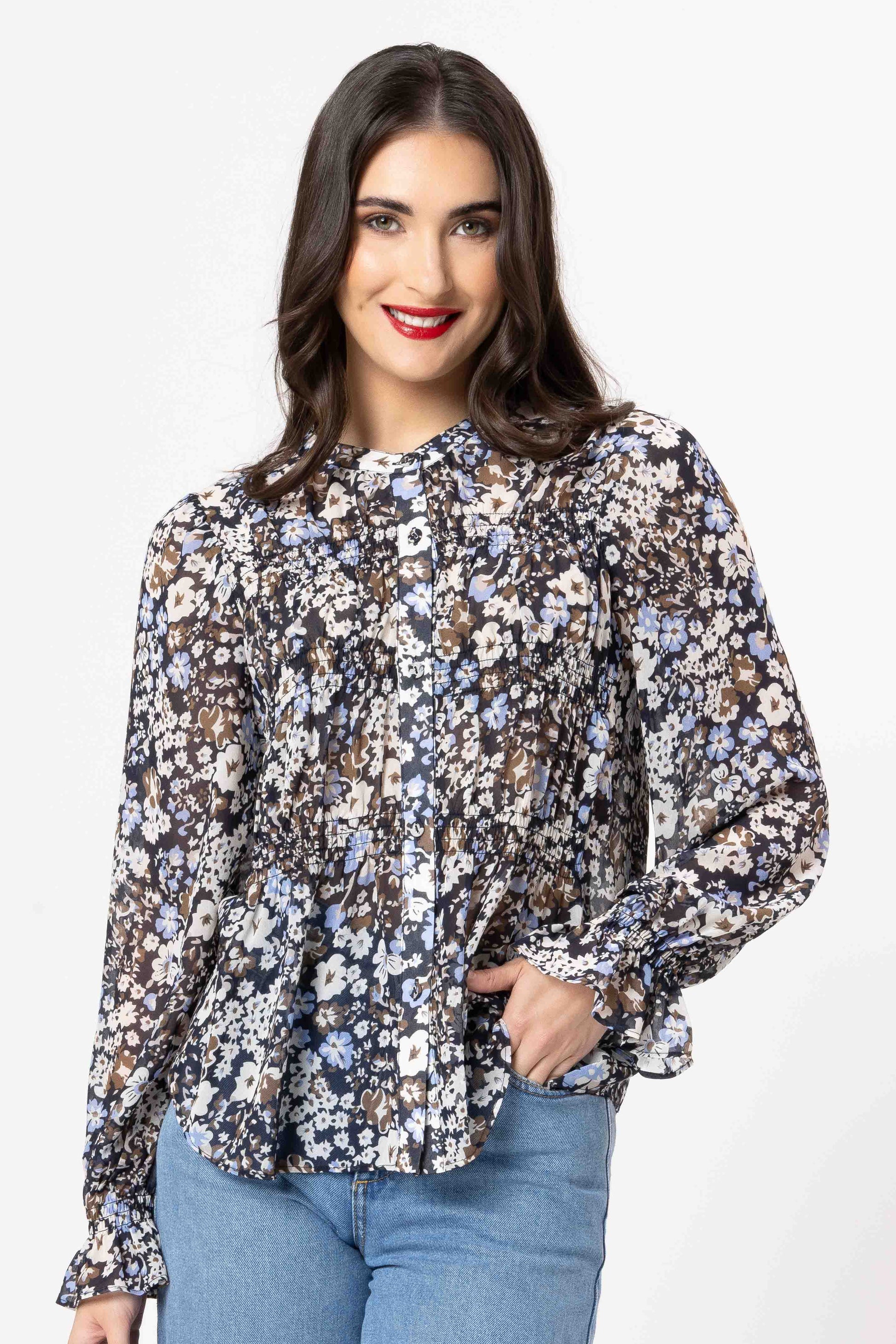 SEEKING LOLA LS BONITA TOP - WOODLAND BLOSSOM - THE VOGUE STORE