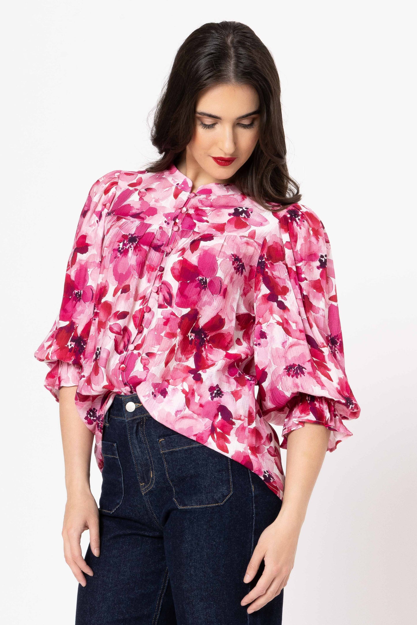 SEEKING LOLA CELIA BLOUSE - BLOSSOM SMUDGE - THE VOGUE STORE