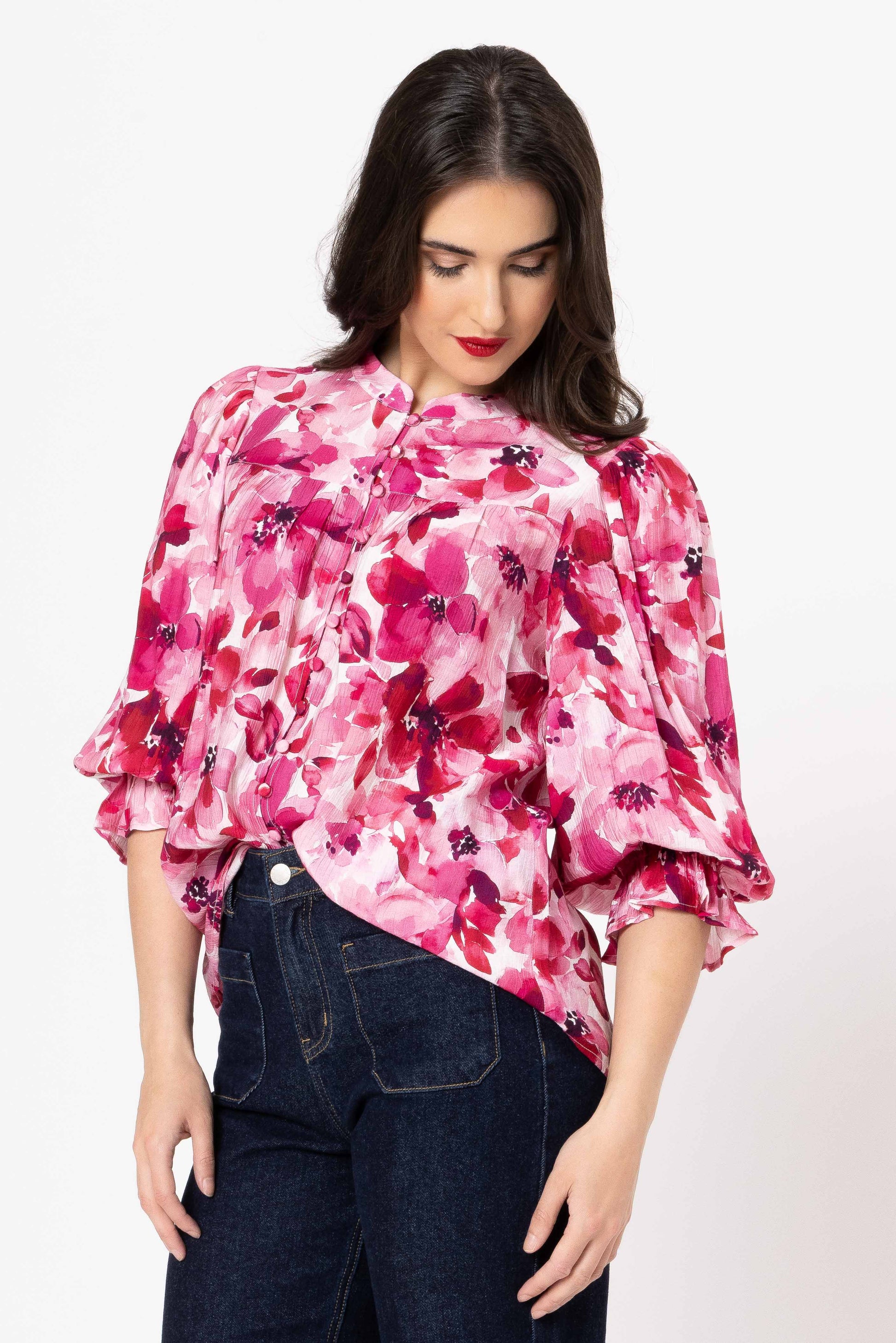 SEEKING LOLA CELIA BLOUSE - BLOSSOM SMUDGE - THE VOGUE STORE
