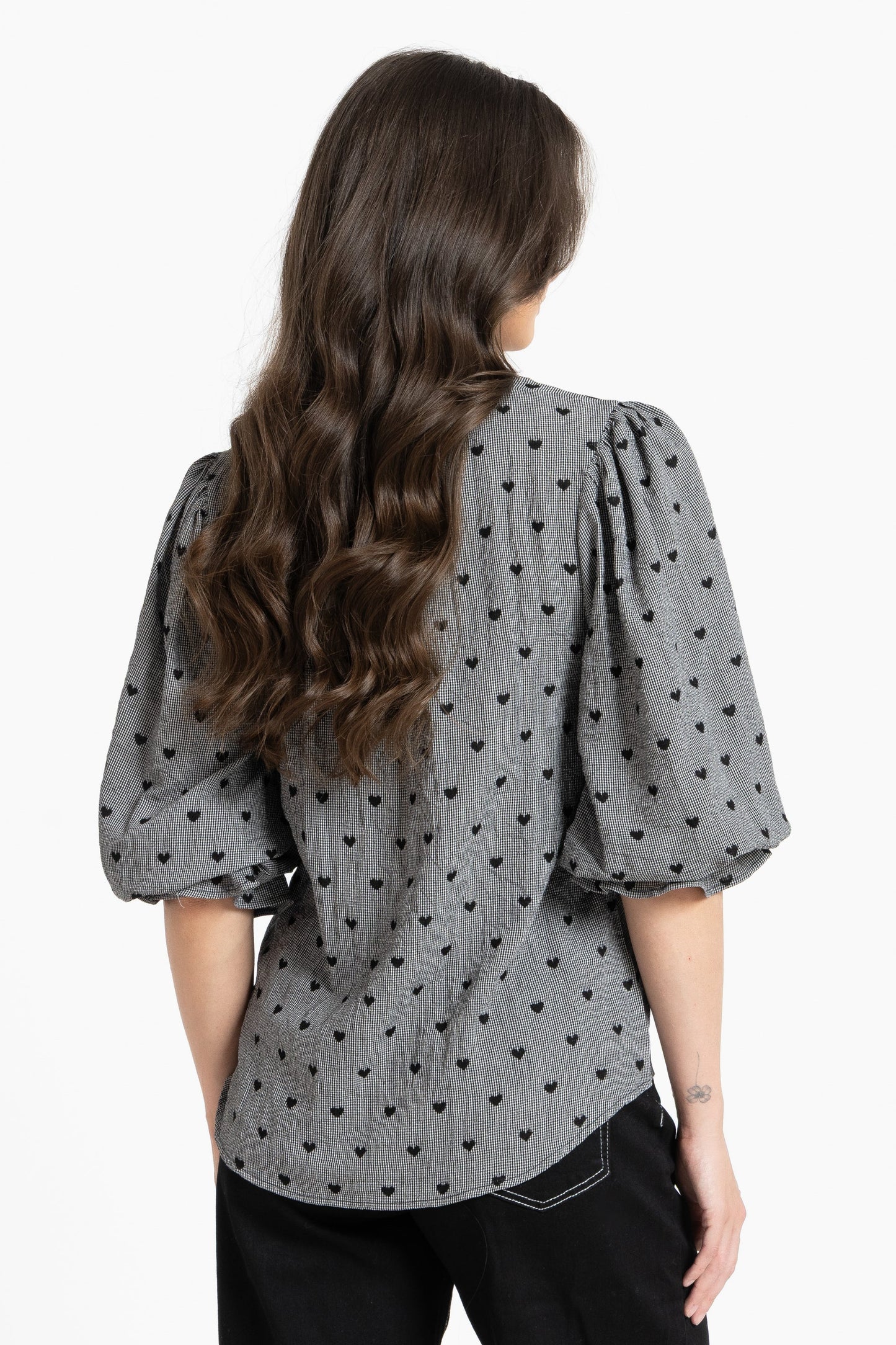 SEEKING LOLA GRACEFUL TOP - BLACK HEART - THE VOGUE STORE
