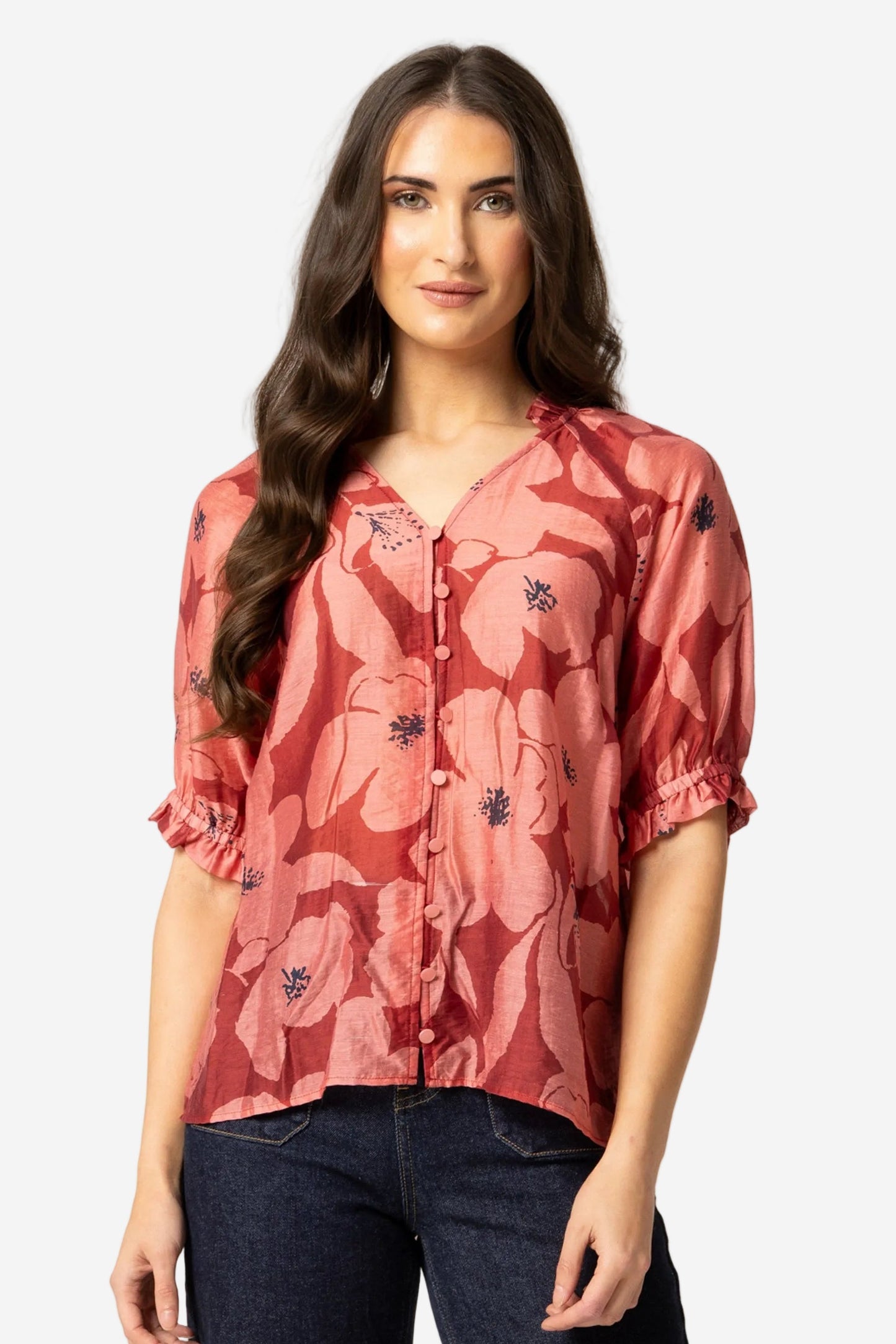 SEEKING LOLA ESSENCE TOP - PINK BLOOM - THE VOGUE STORE